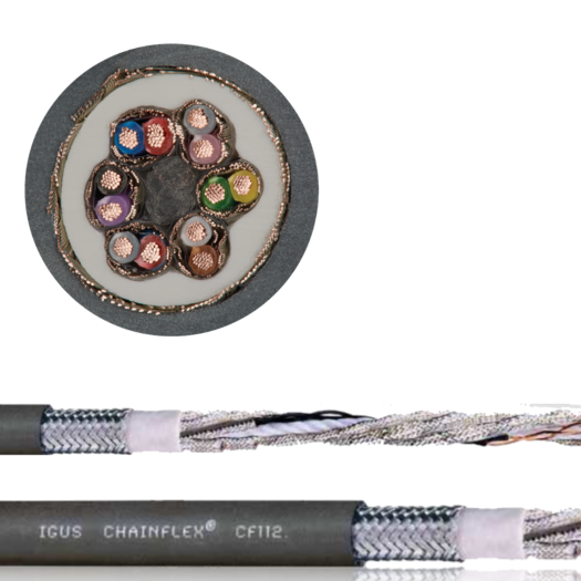 unutrašnjost i presek Chainflex® CF112 kabla za prenos podataka PUR