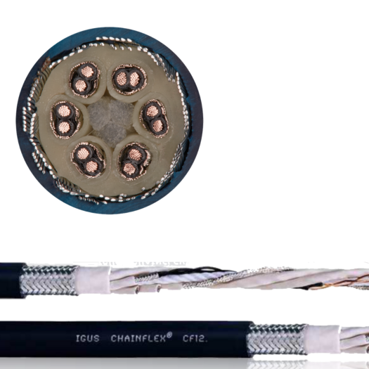 unutrašnjost i presek Chainflex® CF12 kabla za prenos podataka TPE
