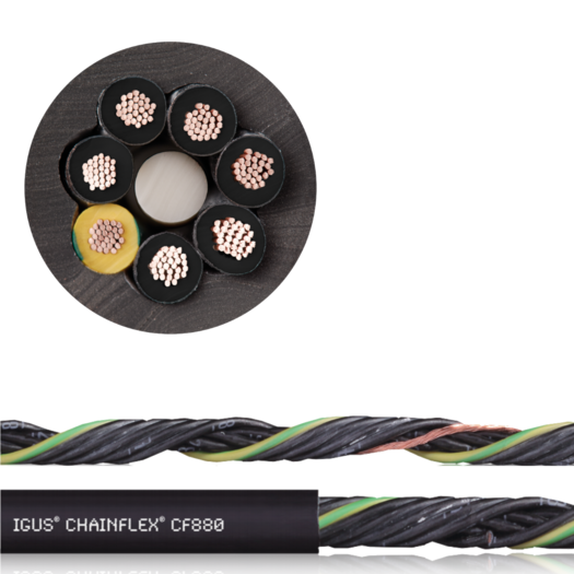 unutrašnjost i presek chainflex® kontrolnog kabla CF880