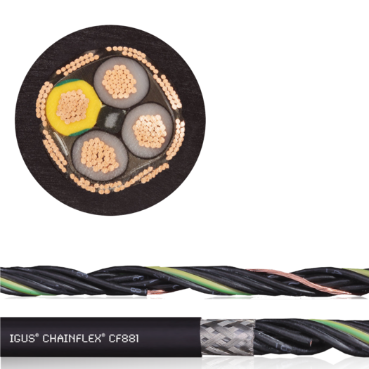 unutrašnjost i presek chainflex® kontrolnog kabla CF881