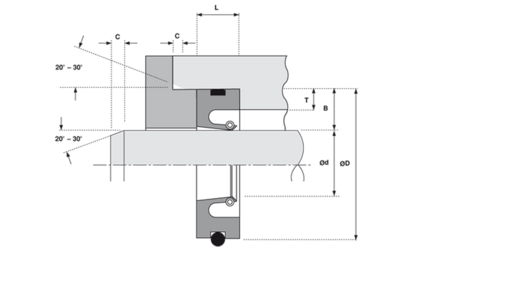 Crtež preseka i montaže zaptivke tip R345